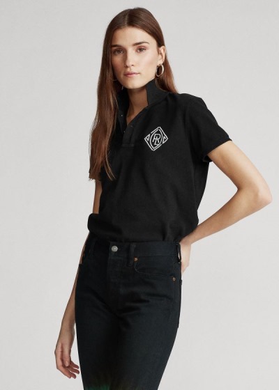 Camisa Polo Polo Ralph Lauren Mujer Negros - Classic Fit Beaded - XADKQ7102